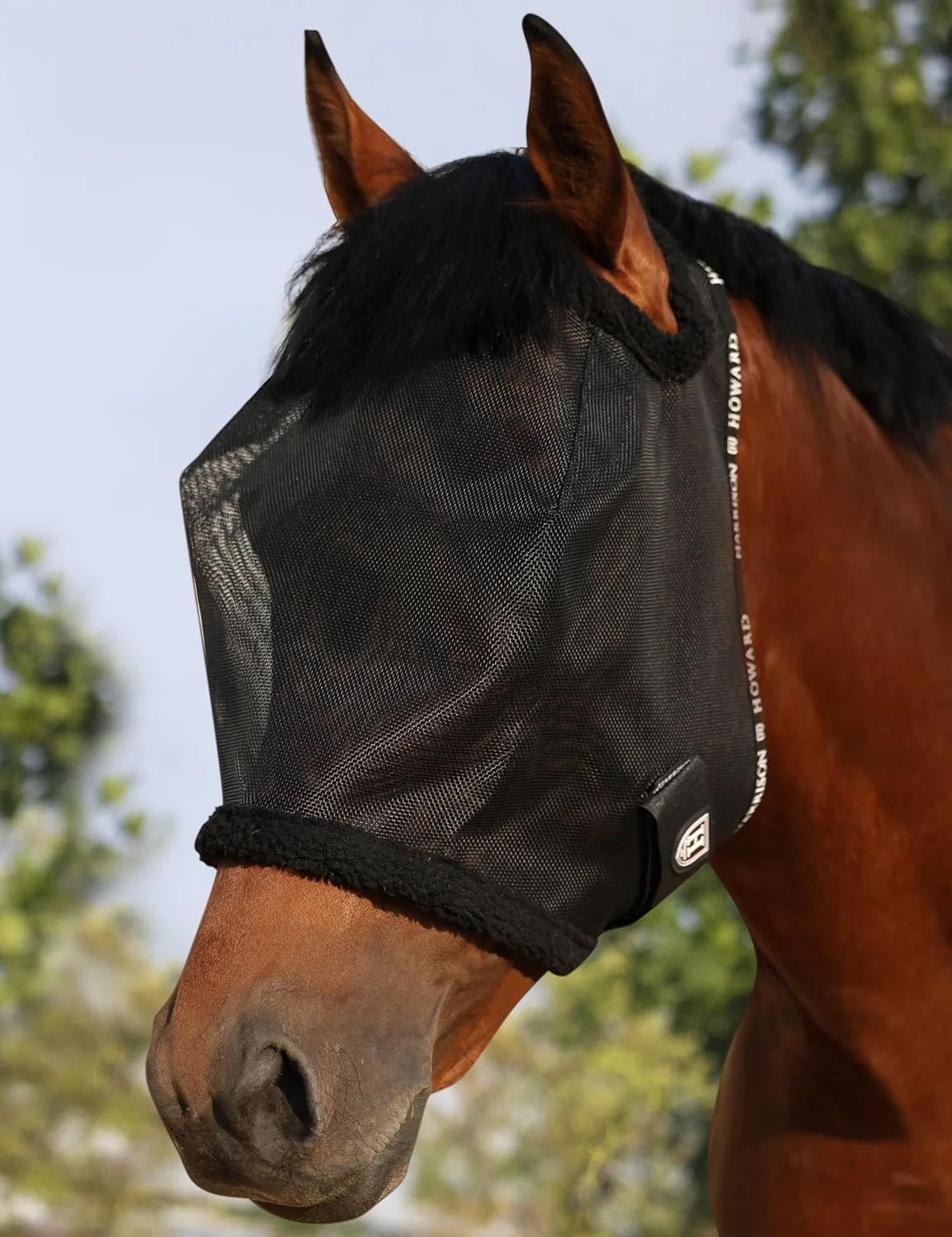 Cabestro para caballo Harrison Howard All Round Mesh UV Protective con borde acolchado talla L negro