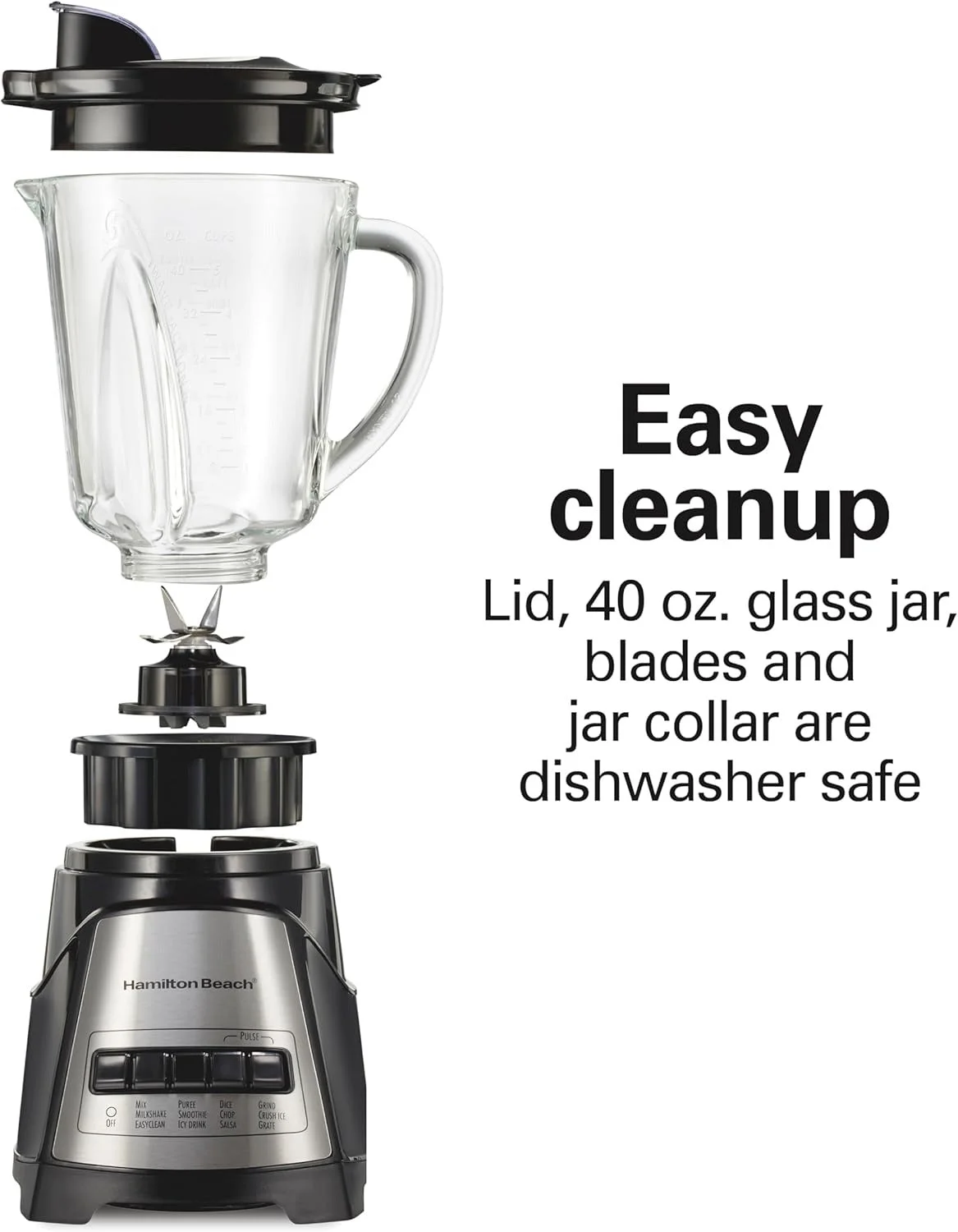 Hamilton Beach Power Elite Wave Action Blender For Smoothies, 40 Oz Glass