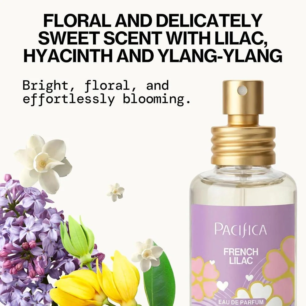 Perfume en aerosol floral vegano de Pacifica con aroma a lila francesa y magnolia, fragancia de larga duración para mujeres