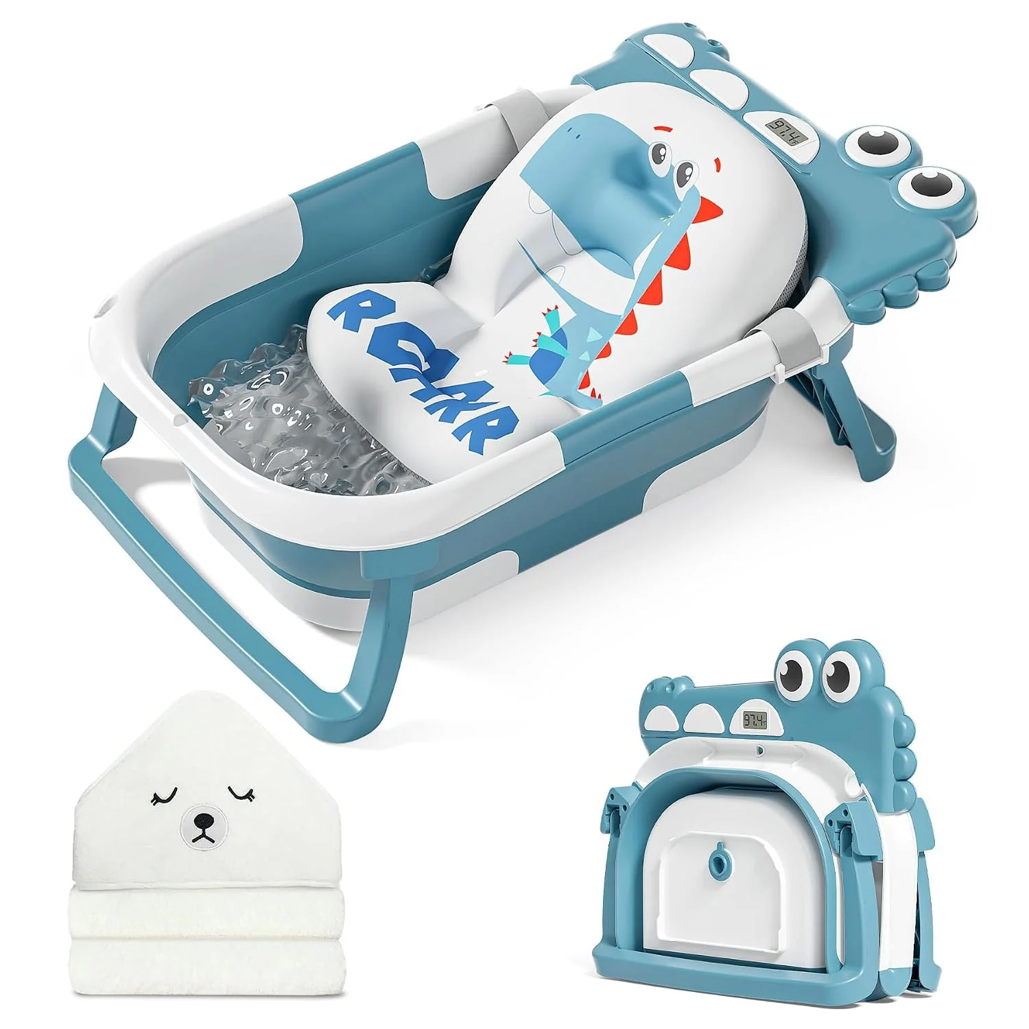 MoreFeel Bañera Plegable para Bebé con Termómetro Toalla y Cojín Modelo 4