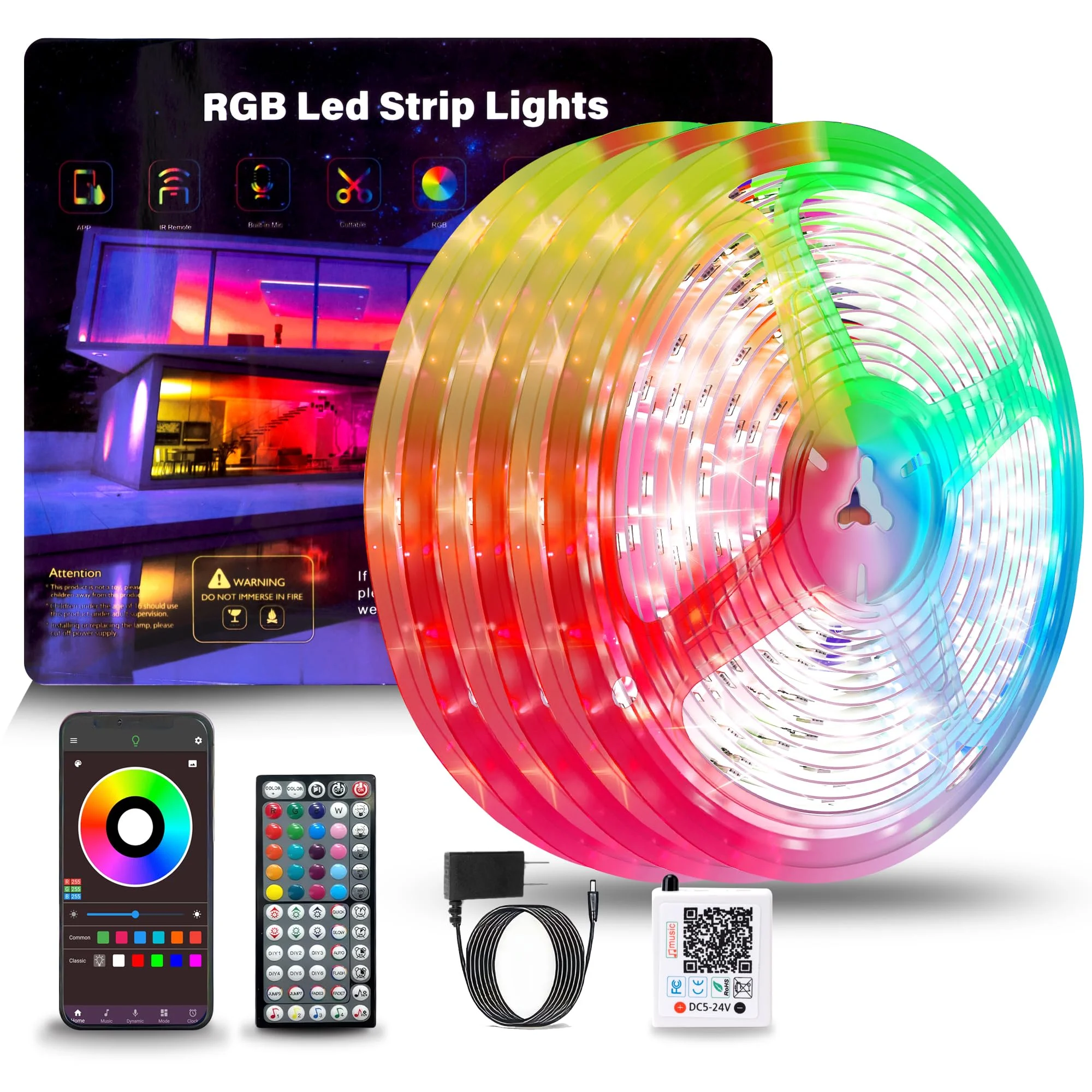 Cinta LED RGB Nbbuff 10 metros control remoto y app