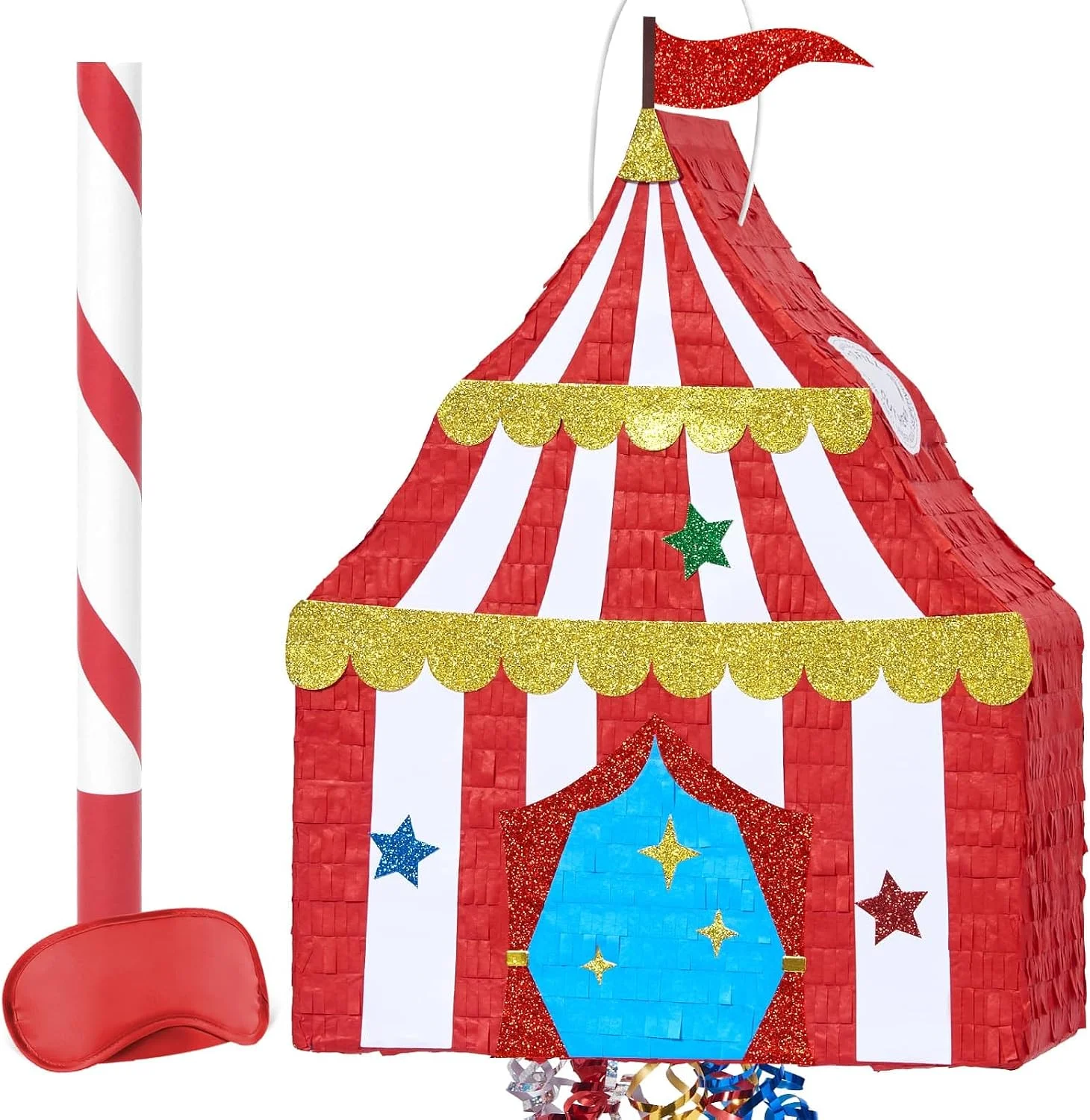 Piñata Carpa de Circo Wernnsai Rojo y Blanco Tema Carnaval