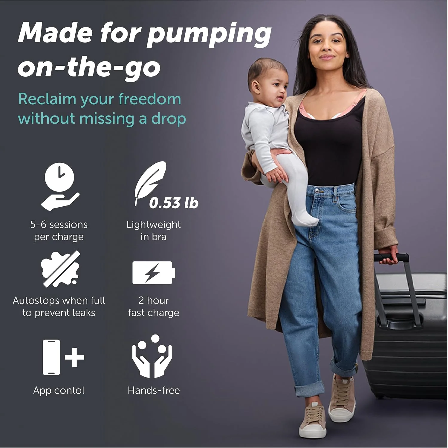 Elvie Double Extractor de Leche Manos Libres Doble con App
