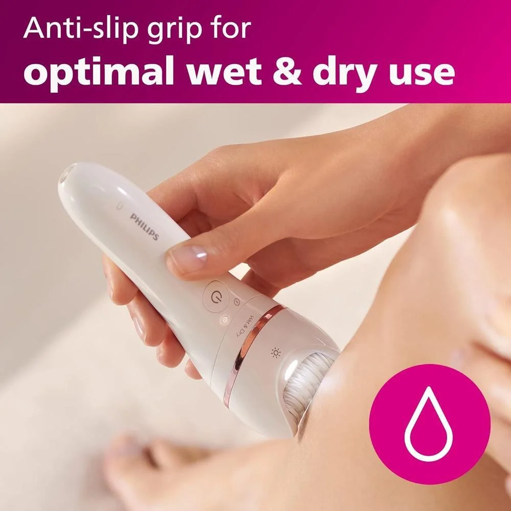Philips Epilator Series 8000 5 en 1 Afeitadora para Mujer, Recortadora, Pedicura y Exfoliante Corporal con 9 Accesorios, BRE740/14