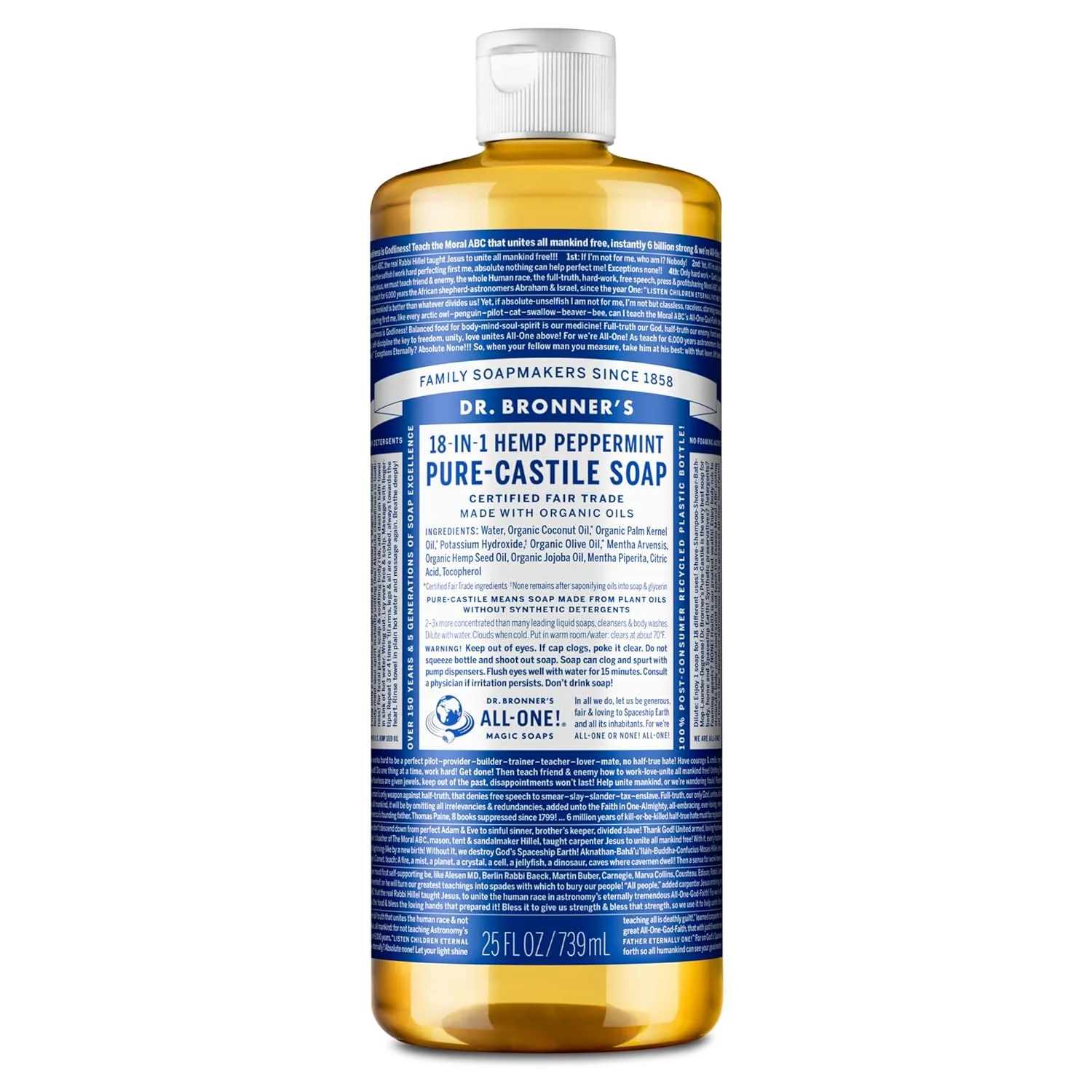 Dr. Bronner's Dr. Bronner Hemp Peppermint Pure Castile Oil Made with Organic Oils Certified - 25 Oz, 1count