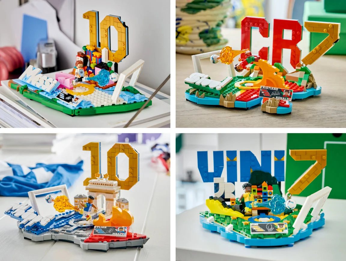 Pack Leyendas del futbol (LEGO Lionel Messi + Lego Cristiano Ronaldo + LEGO Kylian Mbappe + Lego Vinicius Junior)