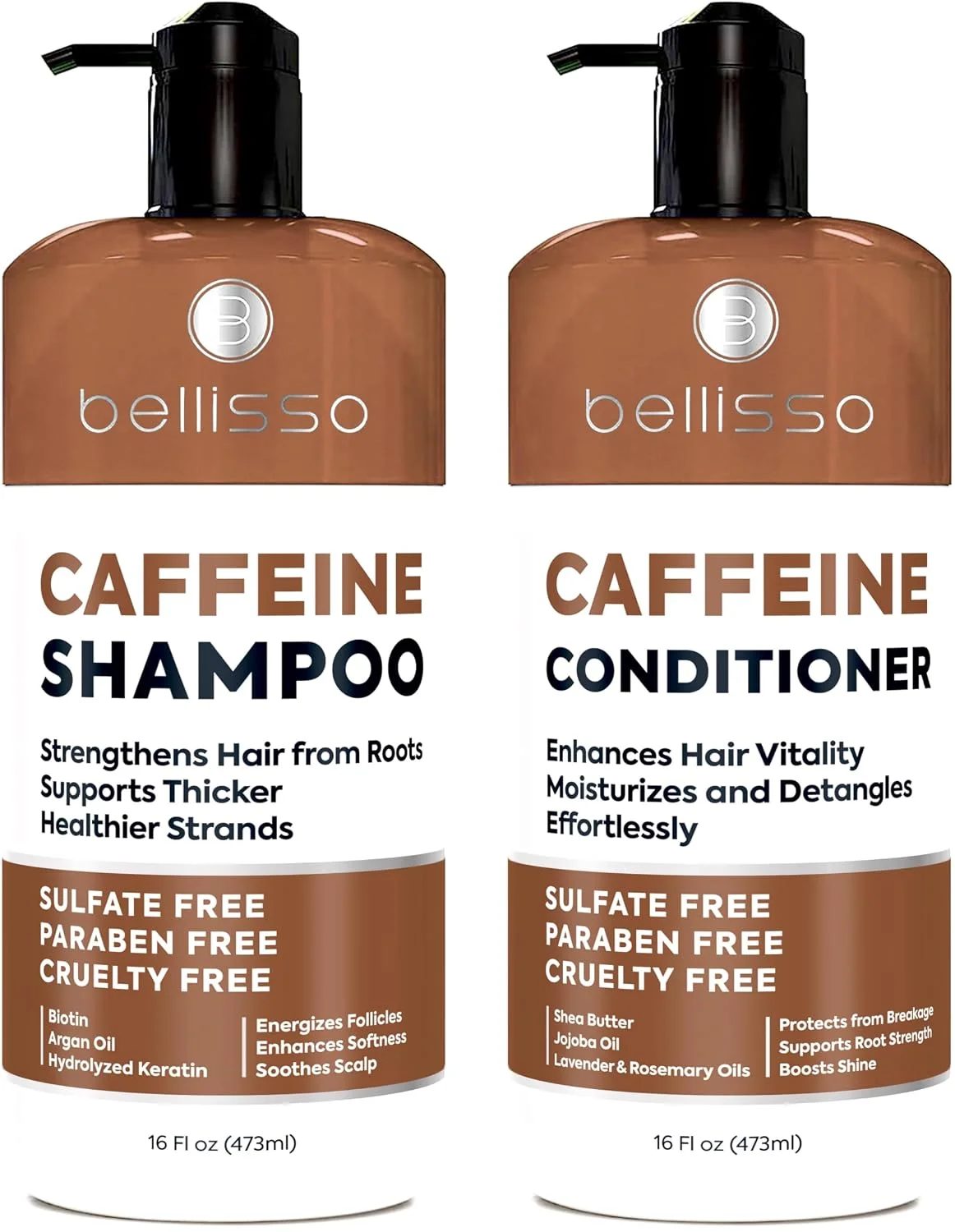 Set de Champú y Acondicionador Bellisso Cafeína Volumen para Cabello Fino
