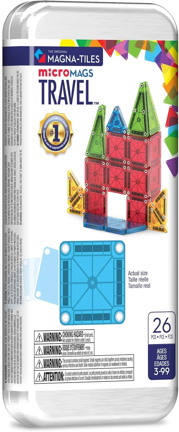 MAGNA-TILES microMAGS Set de 26 Piezas de Construcción Magnética Colores Vibrantes