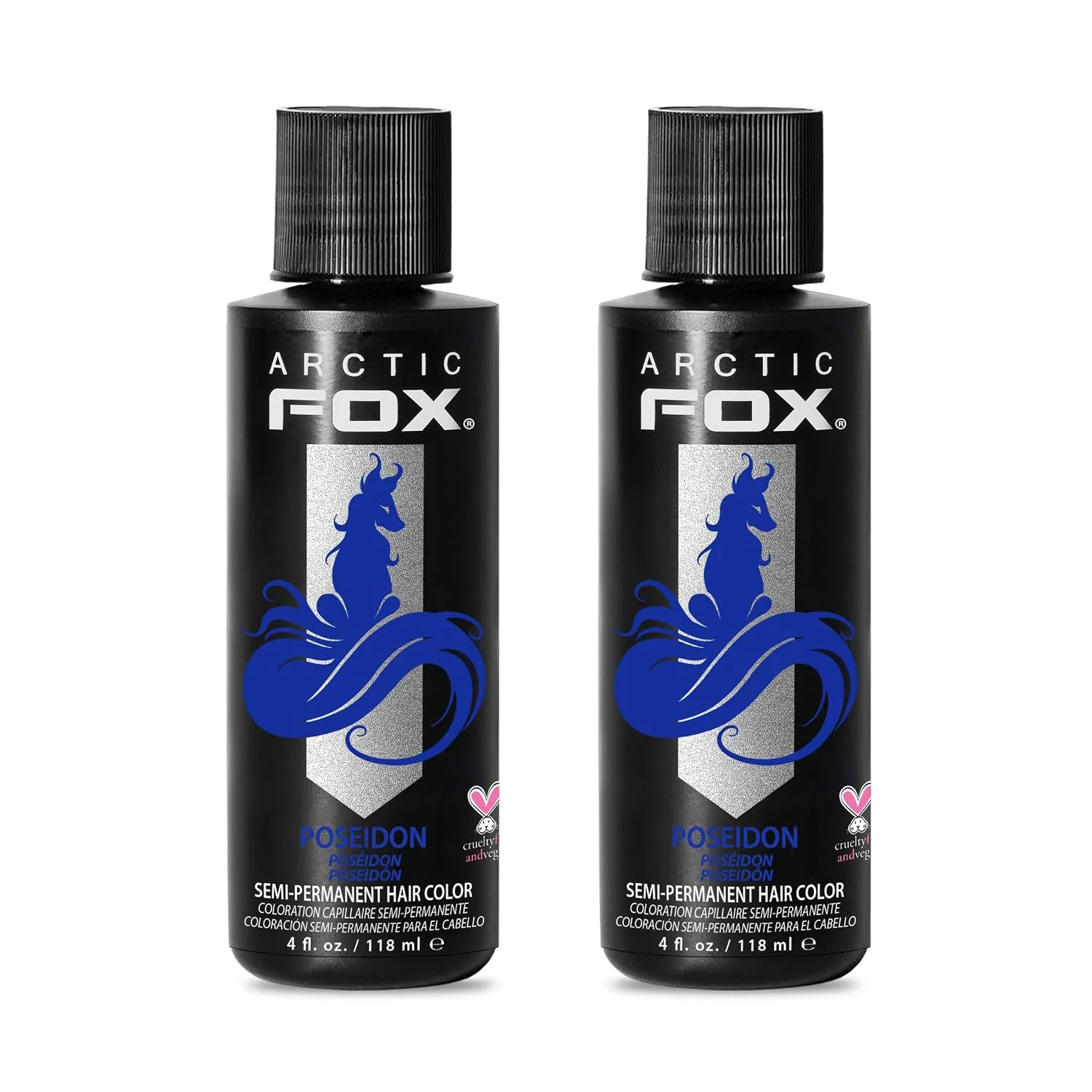 ARCTIC FOX Semi-Permanent Hair Dye Poseidon - Vegan Free Formula - 2 x 4 Oz