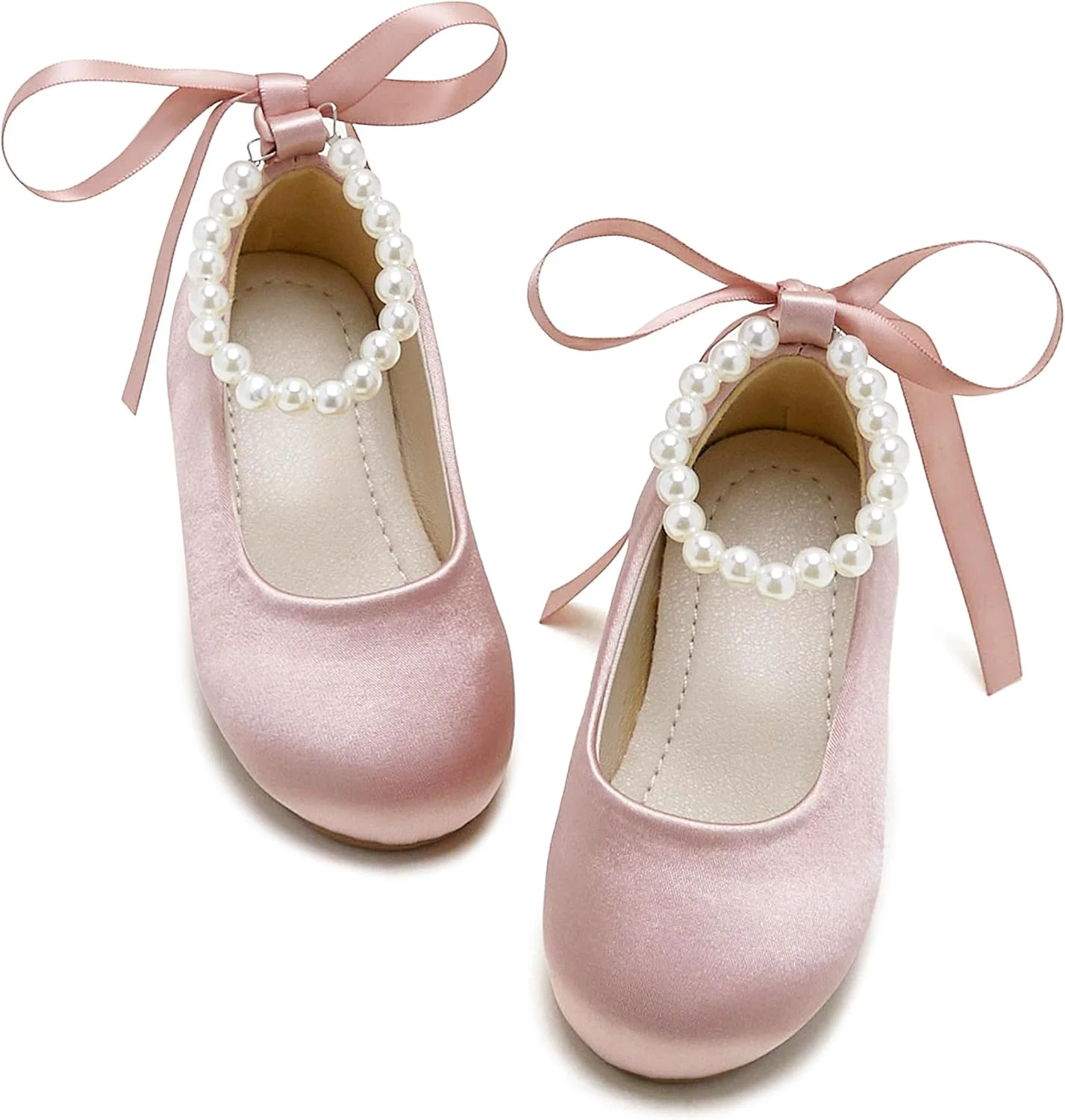 Zapato Phiramin Flower Girl Ballet Flat con Correa Perla para Niña