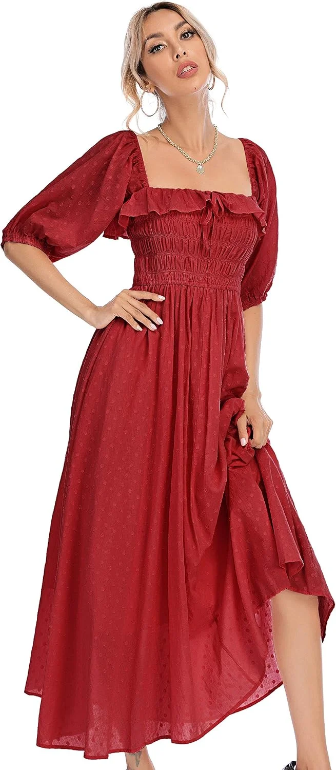 Vestido R.Vivimos Algodón Línea A Manga Media Estampado