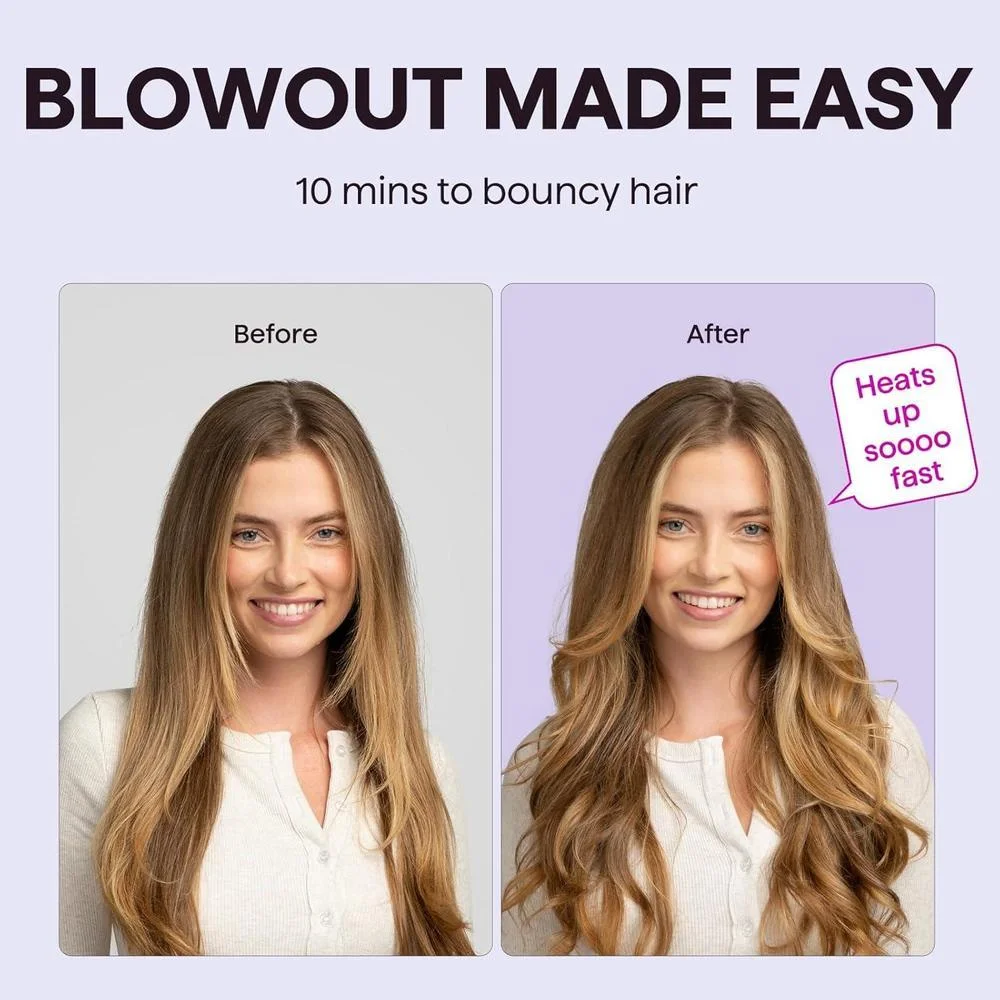 Wavytalk Cepillo Térmico Blowout Boost, Rizador de Cepillo Redondo Calentado de Doble Voltaje, Cerámica, Tecnología Iónica
