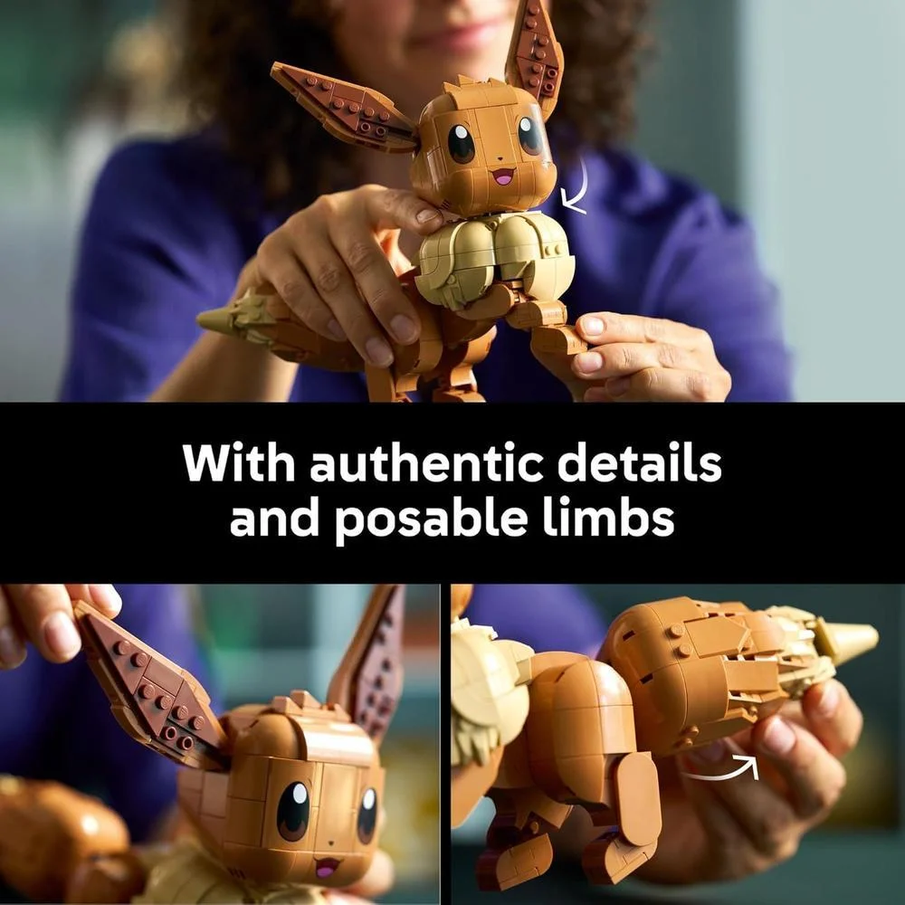 LEGO Pokémon Eevee - Set de Construcción para Adultos, Figura de Pokémon Posable para Decoración de Oficina o Hogar