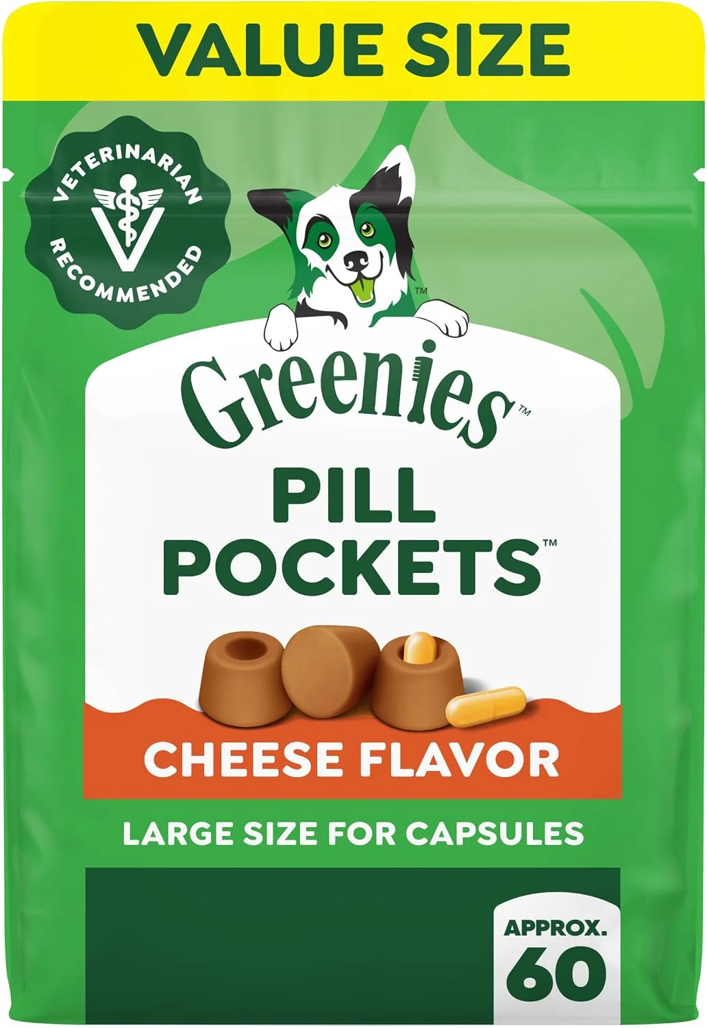 Greenies Pill Pockets Large Size Dog Treats, Cheese Flavor, 15.8 oz