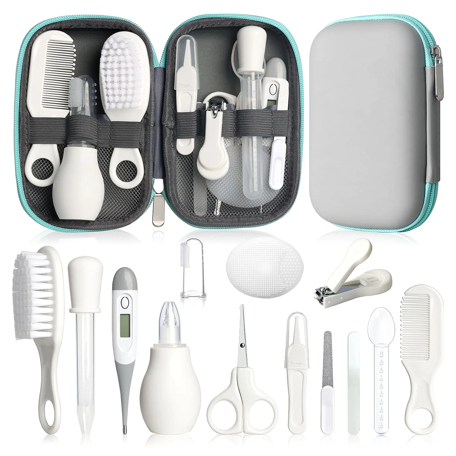 Kit de Cuidado e Higiene para Bebé 8 Piezas Gris y Blanco