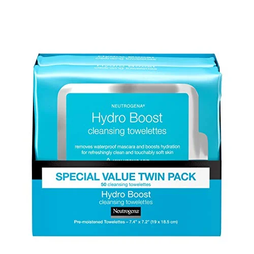 Neutrogena Neutrogena Hydroboost Facial Cleansing & Makeup Remover Wipes With Hyaluronic Acid, Twin Pack, 25 Ct, 25 count (Pack of 4)