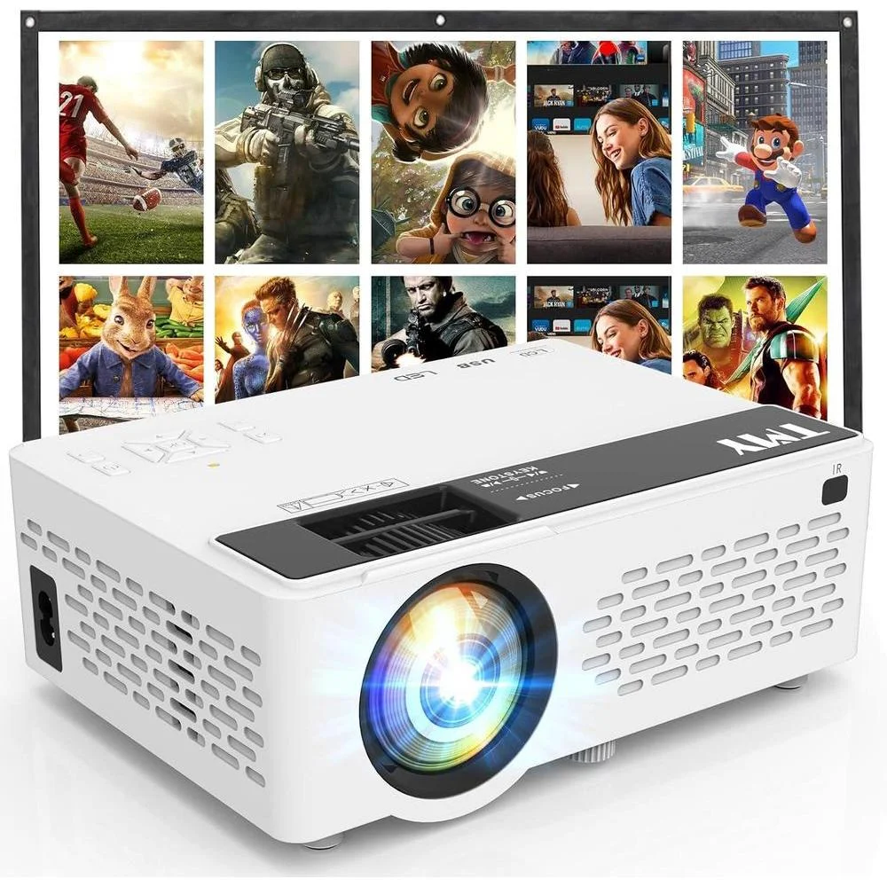 TMY proyector Bluetooth mejorado con pantalla, portátil Full HD compatible con TV Stick Smartphone/HDMI/USB