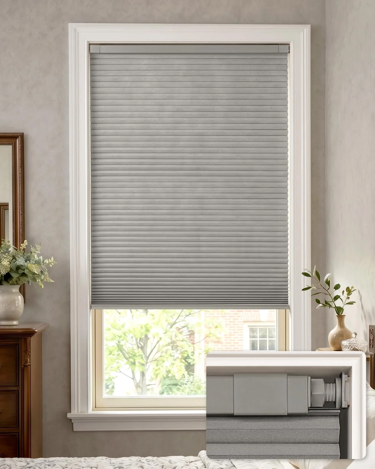 Persiana Cellular Blackout LazBlinds sin perforación 33" x 64" Gris Paloma