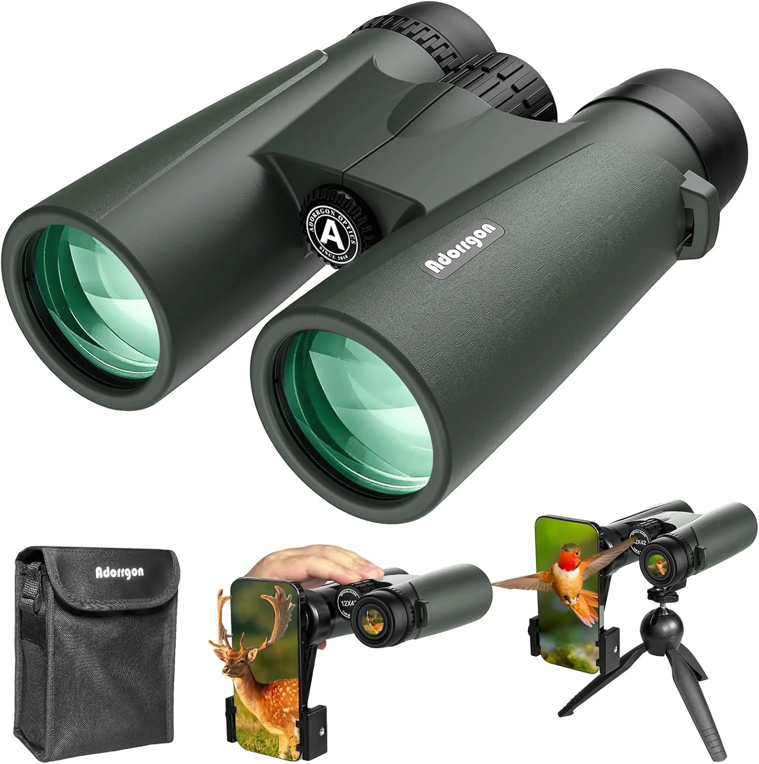 Binoculares Adorrgon 15x45 con adaptador para teléfono y trípode