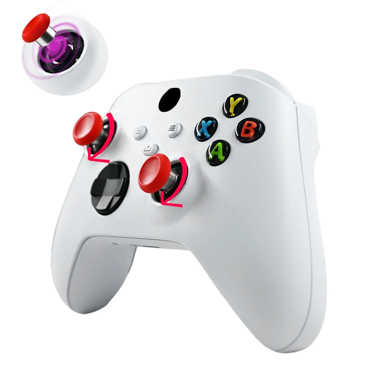 Mando Kankangou Model 1914 Series S blanco con joysticks magnéticos rojo