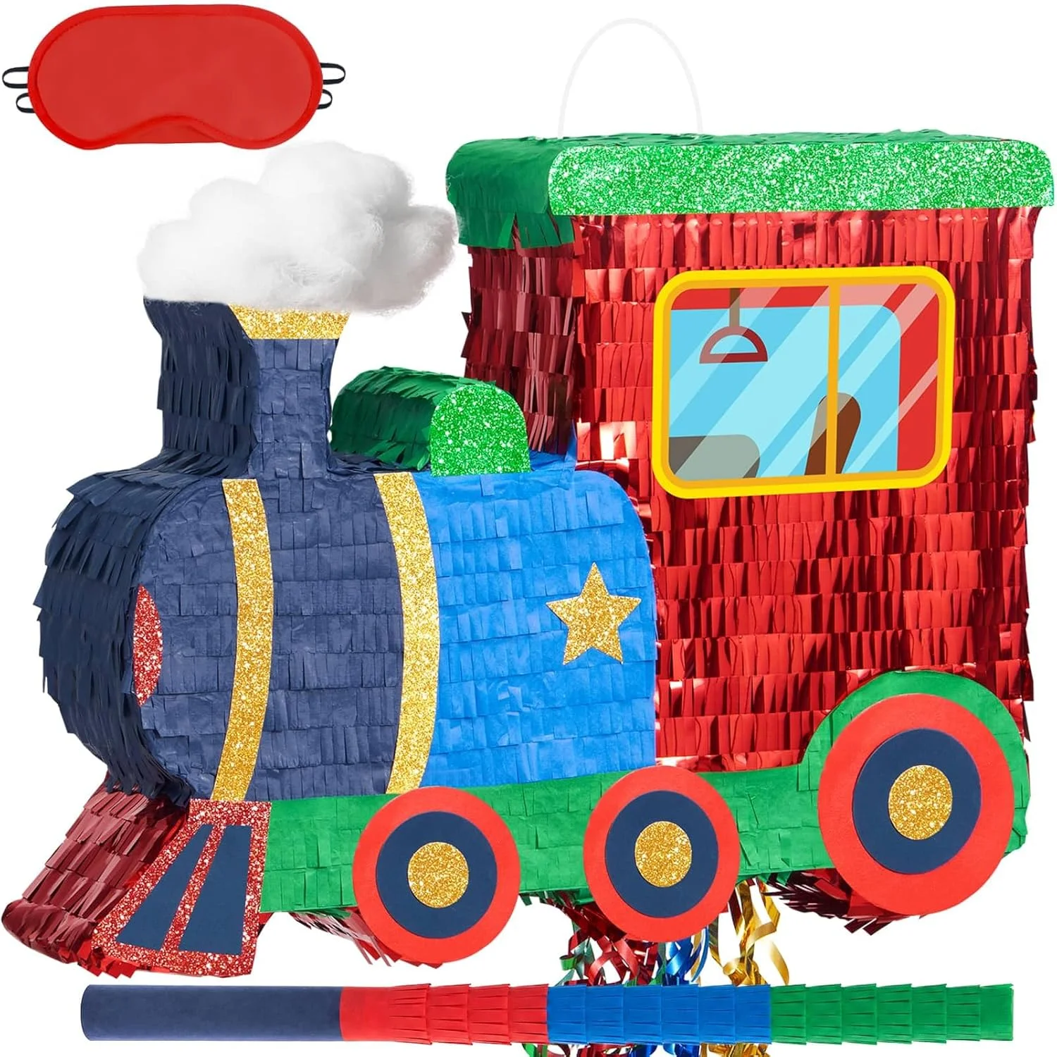 Piñata Tren Locomotora Rojo y Verde WERNNSAI