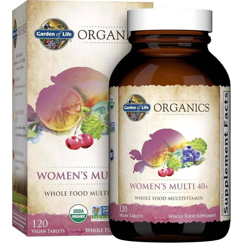 Multivitamínico Garden of Life Organics para Mujeres 40+, Vegano, 120 Tabletas