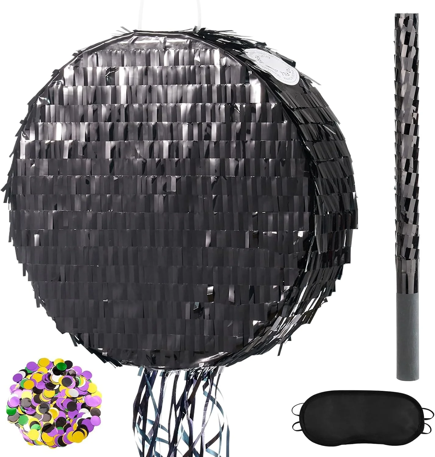 Piñata redonda negra DIY WERNNSAI disco ball para fiestas