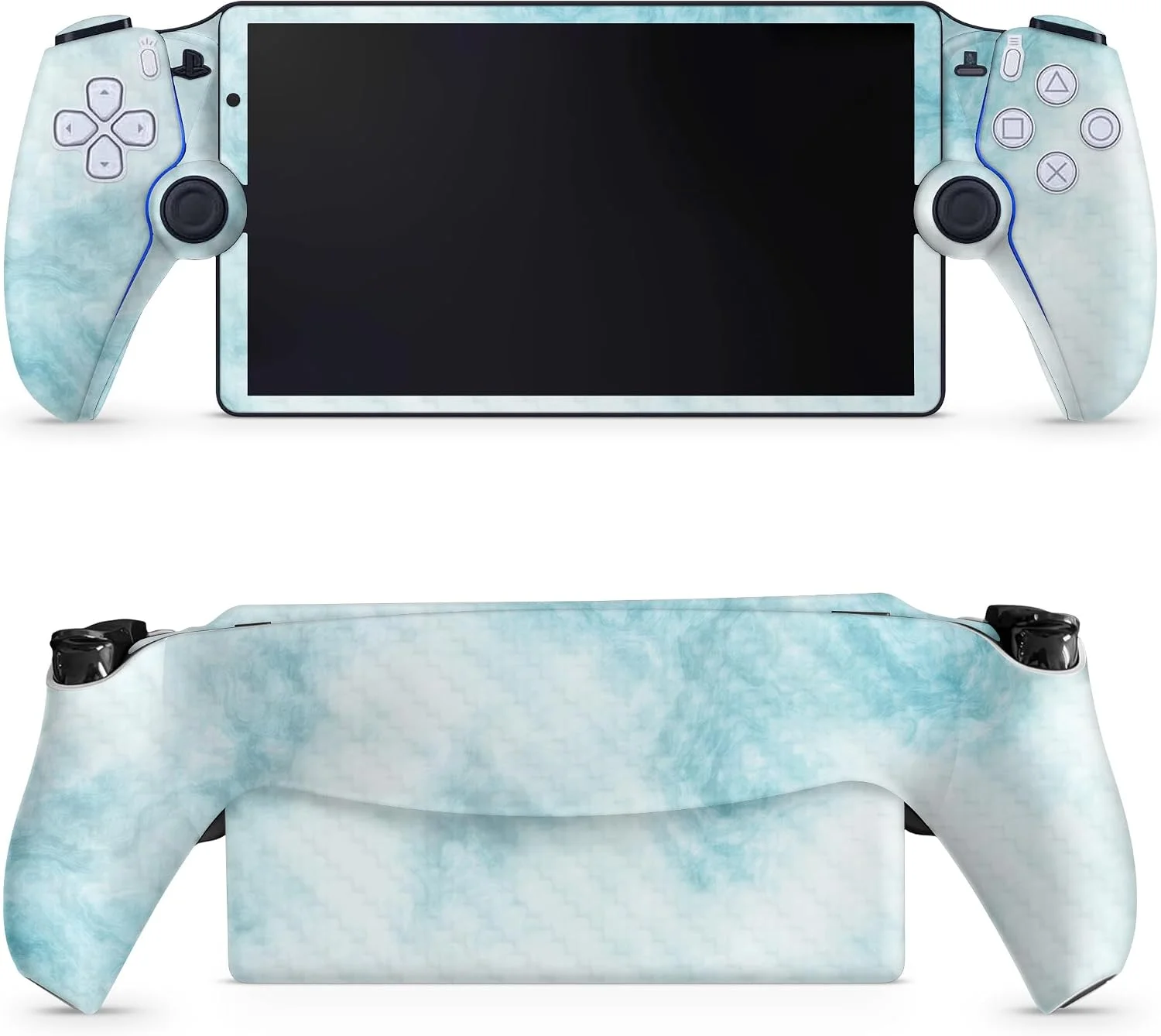 Skin de vinilo para PS5 Portal Remote Player Carbon Fiber Mármol Azul