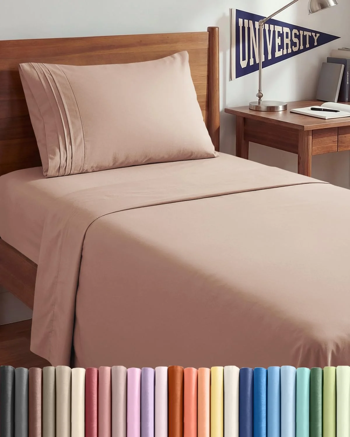 Juego de sábanas Twin XL 3 piezas CGK Unlimited microfibra color malva
