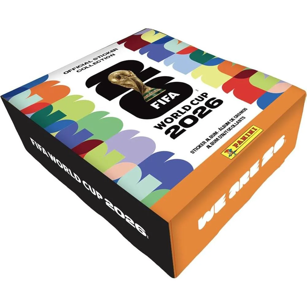 Colección calcomanías Copa Mundial FIFA 2026 - Álbum tapa dura y lata exclusiva con 50 paquetes