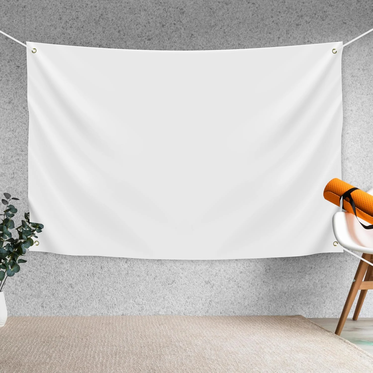 Bandera DIY Beckten poliéster Oxford blanco 6x4 pies con cuerda