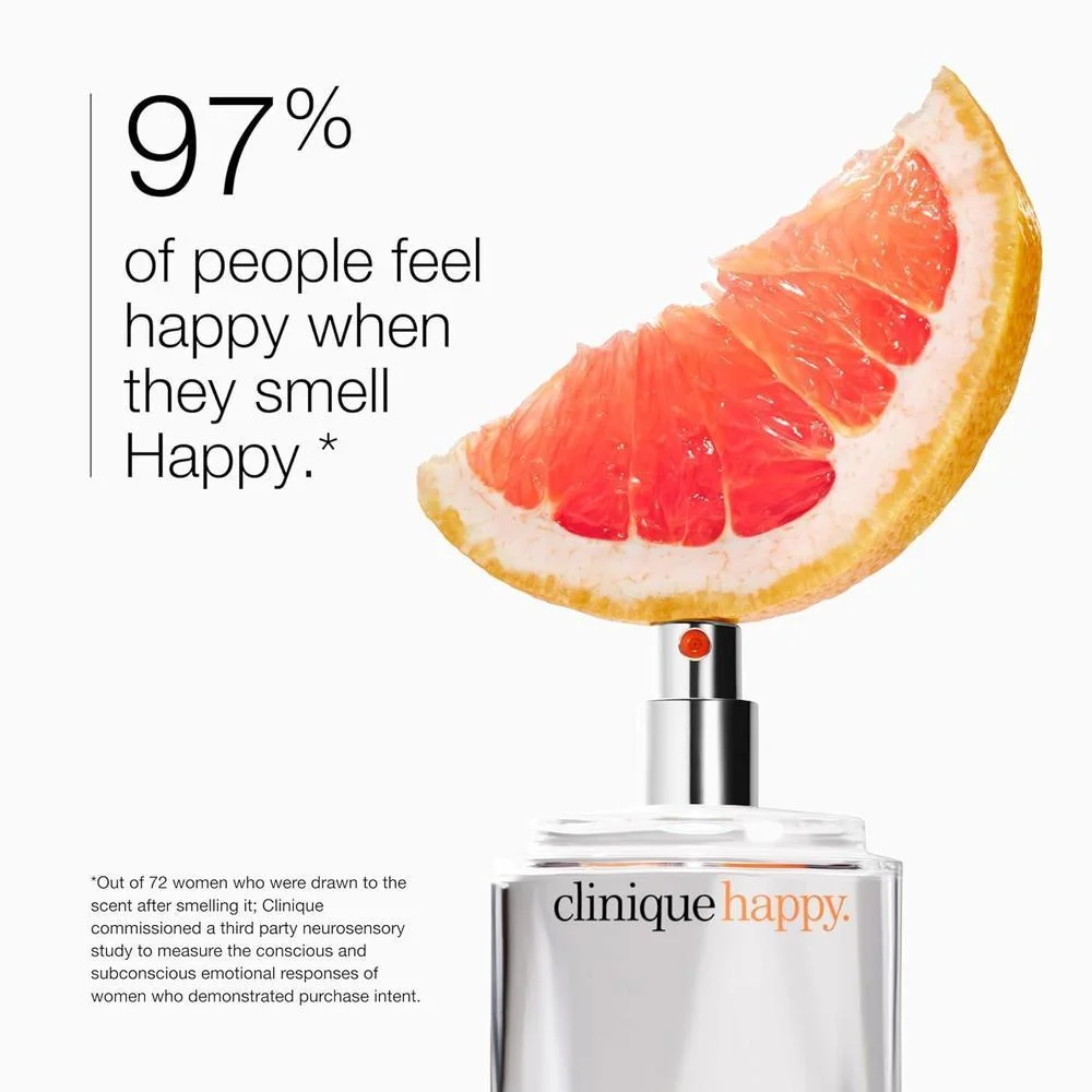 Perfume Clinique Happy para mujer con notas cítricas y florales frescas, Eau de Parfum