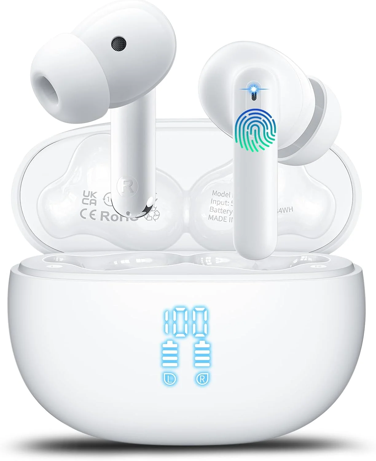 Audífonos inalámbricos Btootos Bluetooth 5.4 con traducción de IA, color Ivory