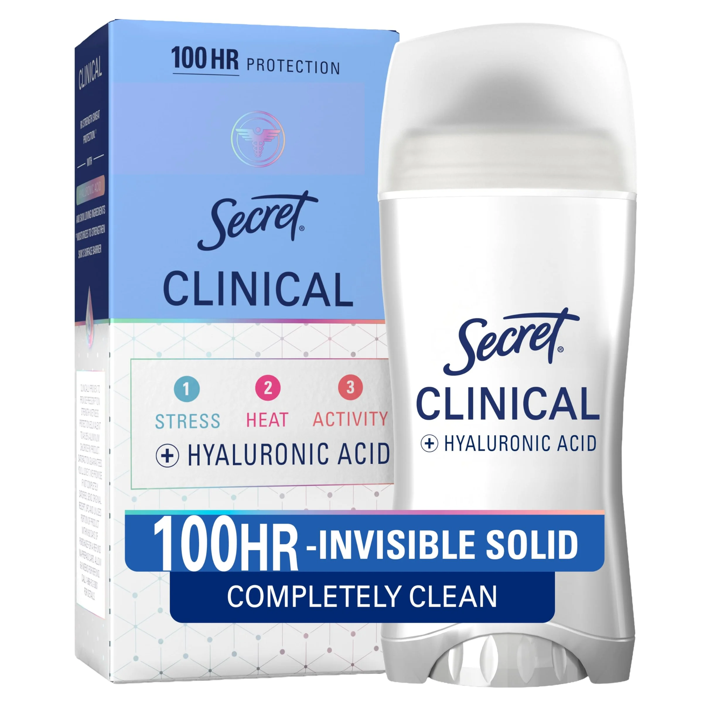 Desodorante Antitranspirante Secret Clinical Strength 100HR para Mujer, Invisible Solid 2.6 oz