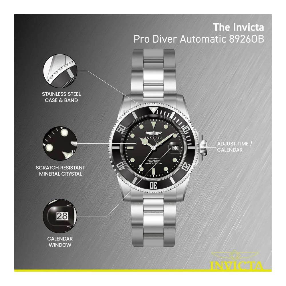Invicta - Reloj Automático Pro Diver Para Hombre, Resistente Al Agua, 40mm, Esfera Negra