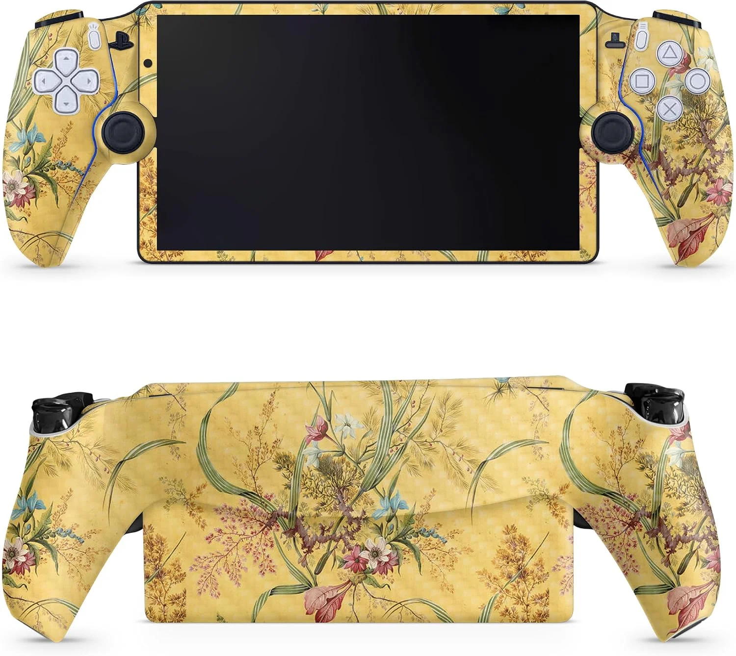 Carbon Fiber Gaming Skin Compatible with PS5 Portal Remote Player - Yellow Marble End - Premium 3M Vinyl Protective Wrap Decal Cover - Easy to Apply | Crafted in The USA by MightySkins