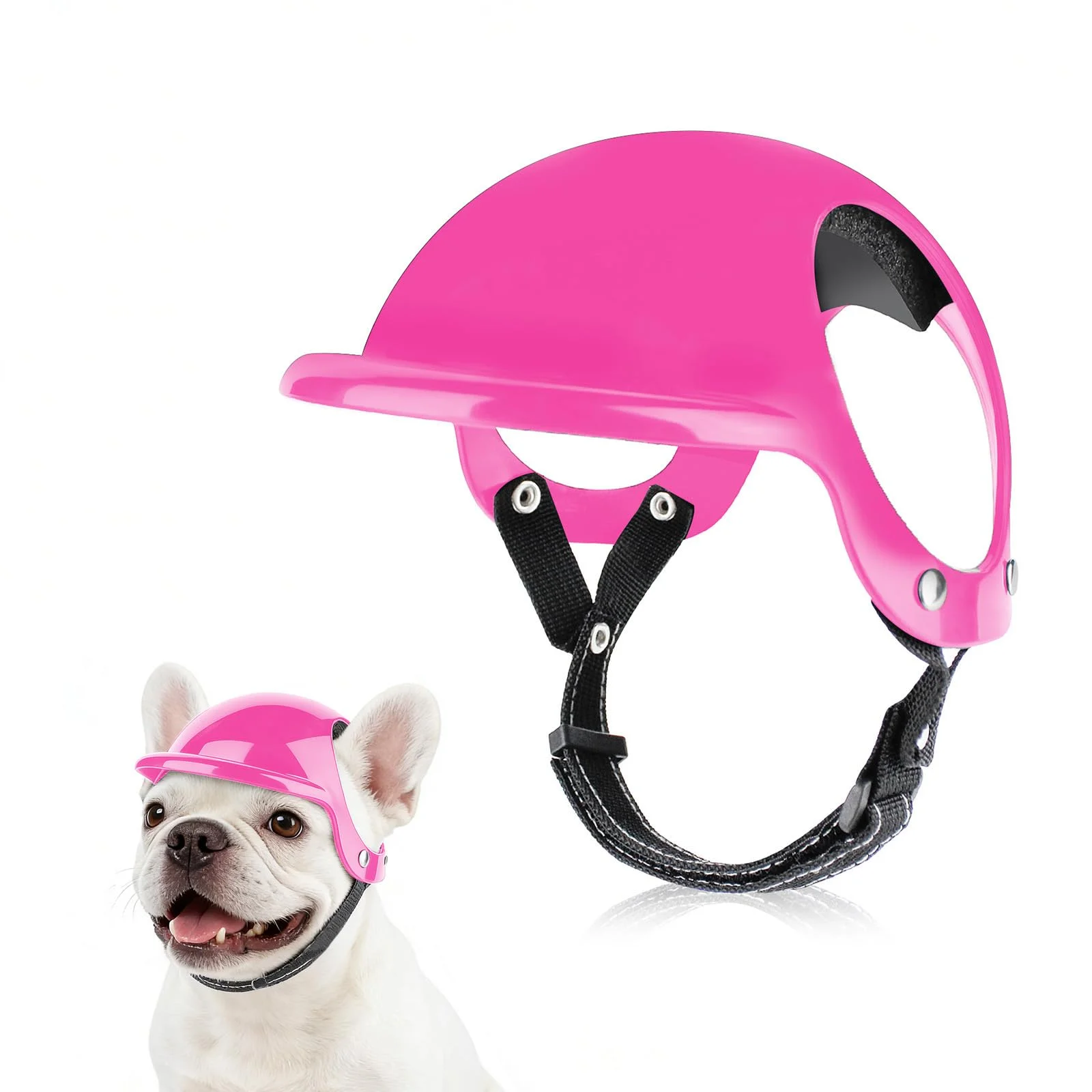 LESYPET Dog Helmet for Small Dogs, Dog Motorcycle Helmet with Ear Hole Design, Adjustable Pet Hard Hat for Walking/Riding/Driving, Small