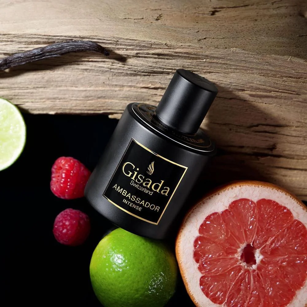 Gisada Ambassador Intense para hombres, perfume con aroma fuerte y masculino, notas cítricas y orientales hecho en Suiza