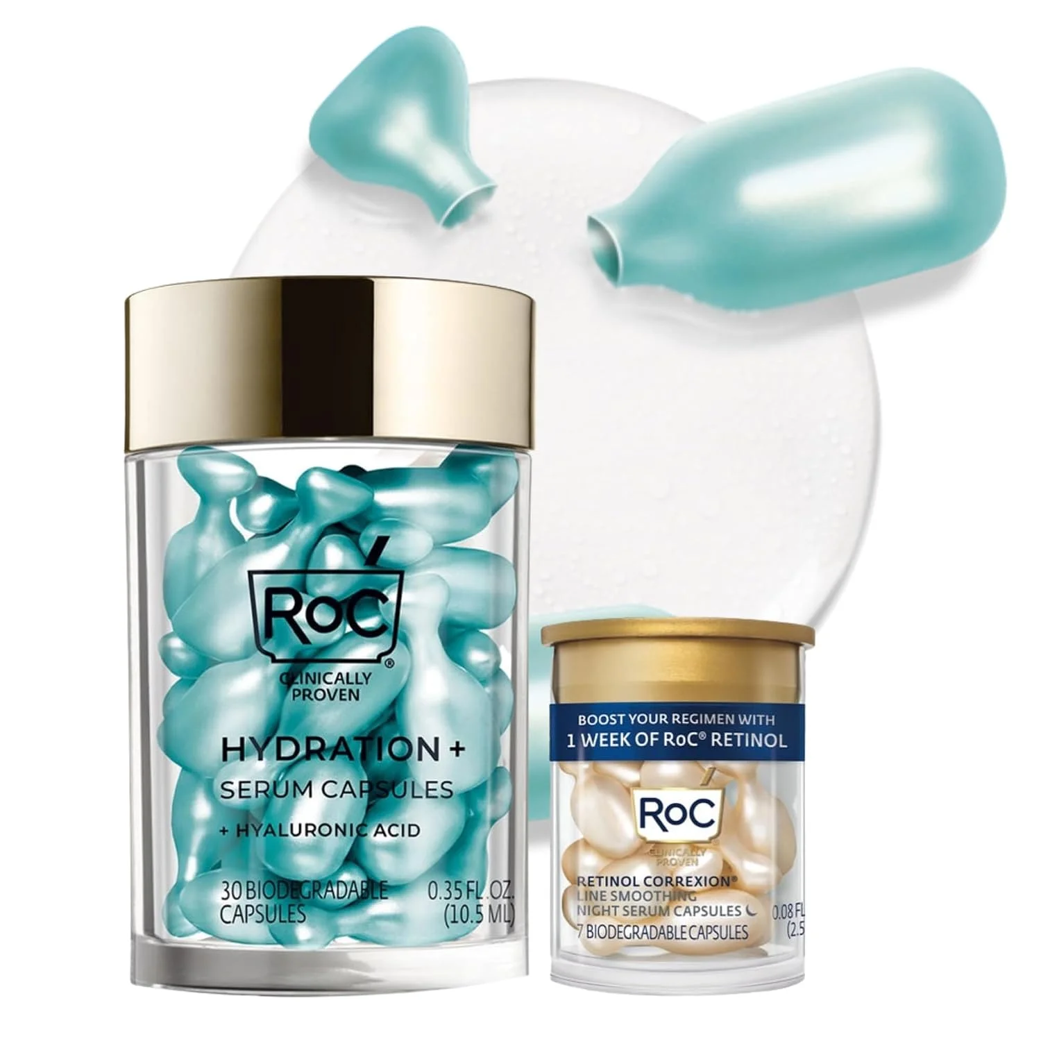 Cápsulas de Sérum Nocturno RoC Ácido Hialurónico 30 unidades + Cápsulas Retinol 7 unidades
