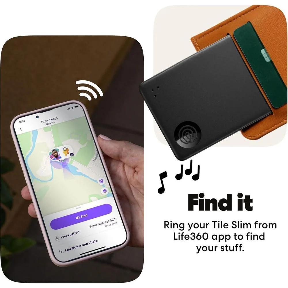 Tile Slim Bundle - Buscador De Billeteras, Rastreador Bluetooth Y Localizador Compatible Con Ios Y Android, Paquete De 4 En Negro