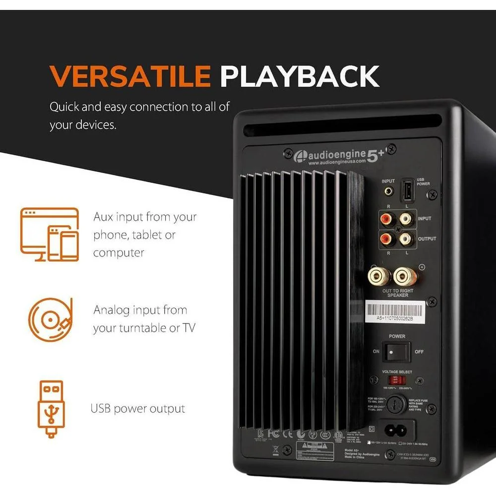 Bocinas de Estantería Audioengine A5+ Potenciadas con Alta Fidelidad, para Música, Juegos, Tornamesas y Cine en Casa