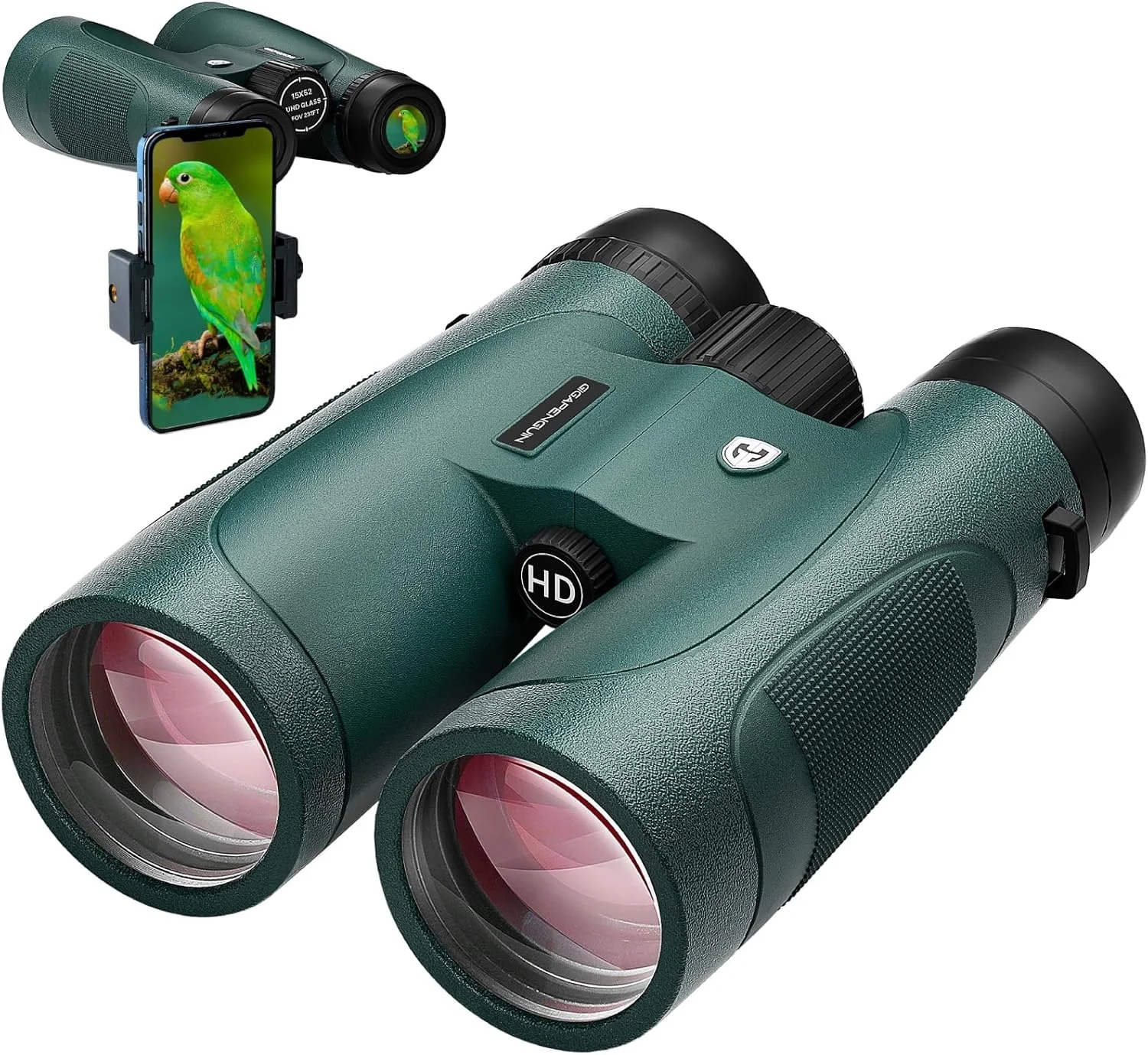 Binoculares Gigapenguin 15x52 HD con adaptador para smartphone