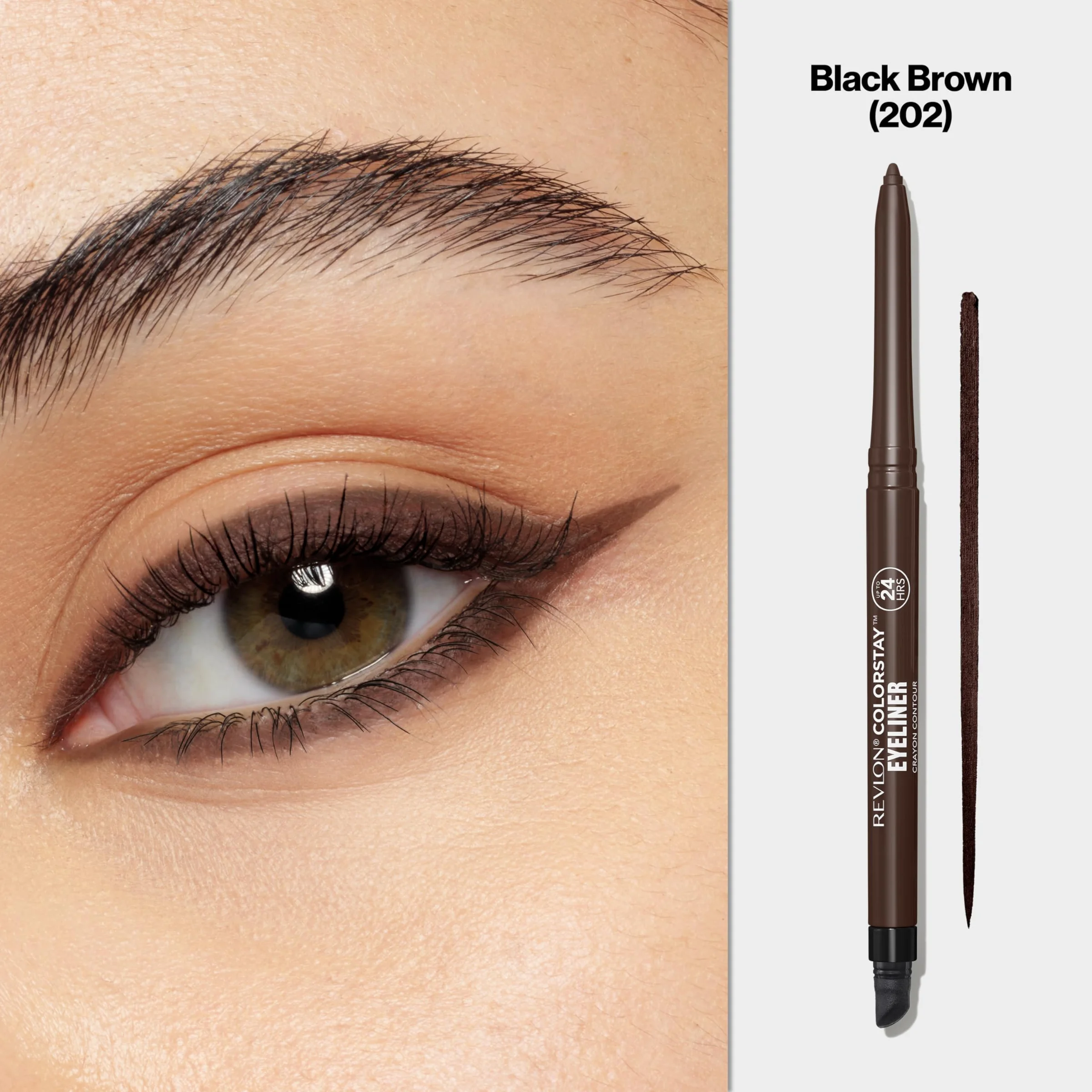 Revlon ColorStay Lápiz Delineador de Ojos Resistente al Agua, Anti-Manchas, Larga Duración, Acabado Mate, 202 Black Brown