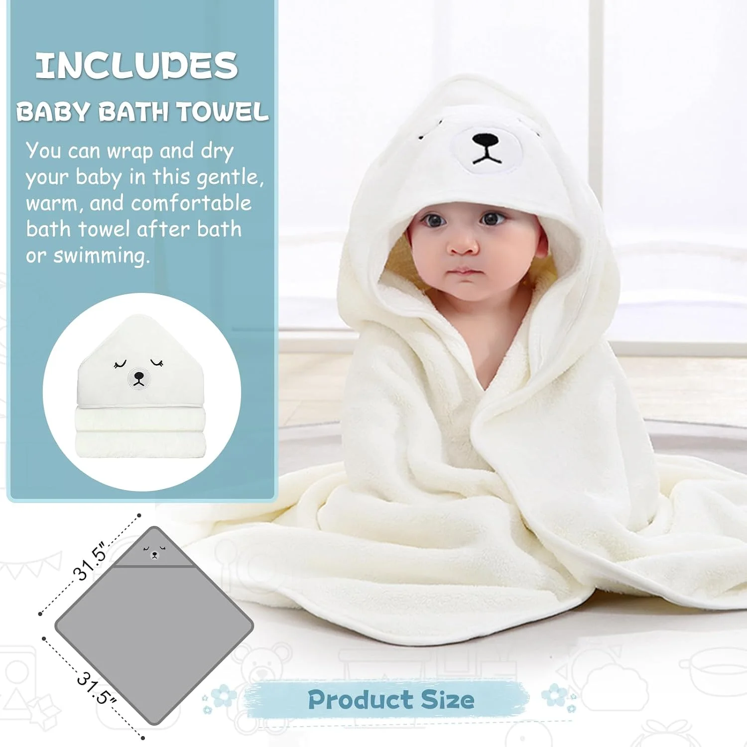 MoreFeel Bañera Plegable para Bebé con Termómetro Toalla y Cojín Modelo 4