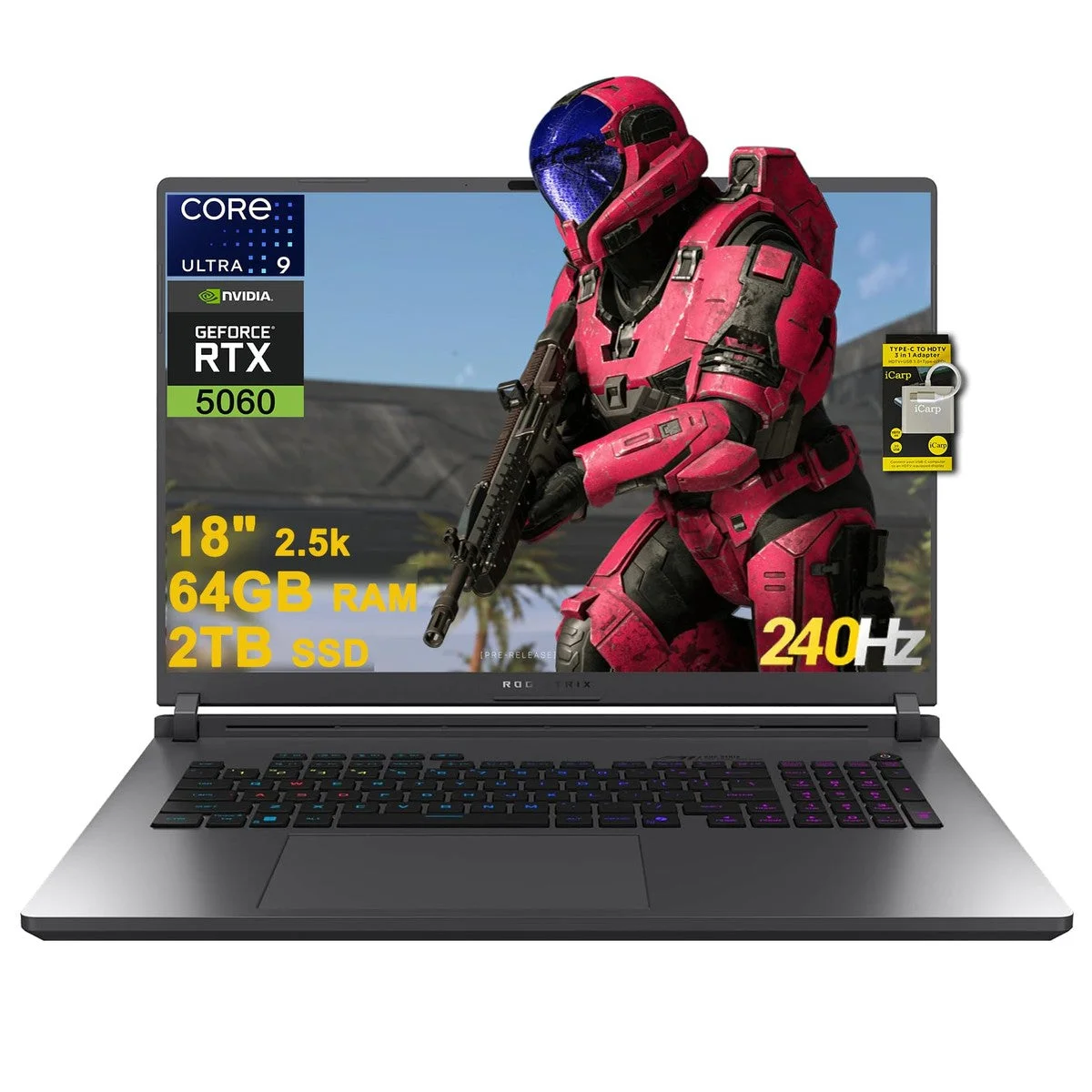 Laptop ASUS ROG Strix G18 G815 18" 2.5K 240Hz Intel Ultra 9 275HX 64GB RAM 2TB SSD RTX 5060