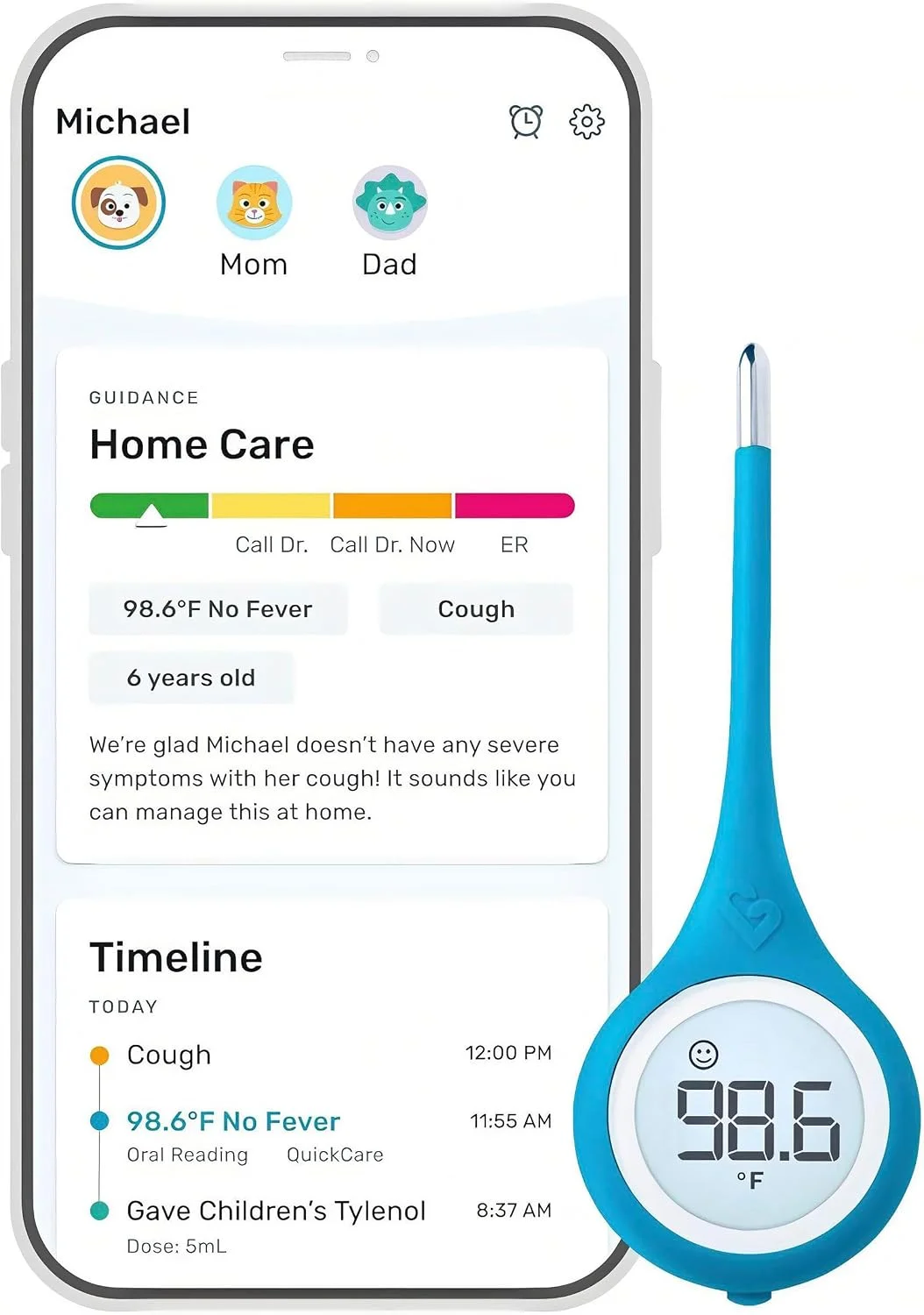 Termómetro digital Kinsa Smart QuickCare para bebés, niños y adultos