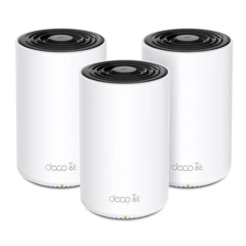 TP-Link Deco XE70 Pro AXE4900 Tri-Band WiFi 6E Mesh WiFi System - 2.5G WAN/LAN Ports, 4.9 Gbps Wi-Fi 7,200 Sq. Ft Coverage, Connect up to 200 Devices, 6 GHz Band, 3-Pack