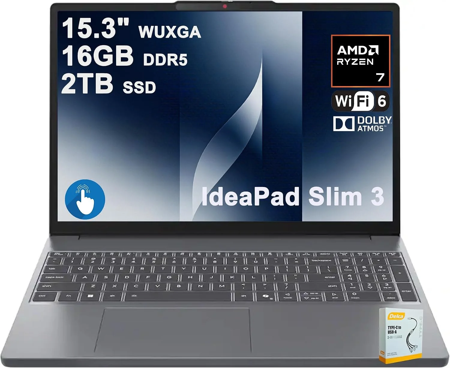Laptop Lenovo IdeaPad Slim 3 15.3" AMD Ryzen 7 16GB DDR5 2TB SSD