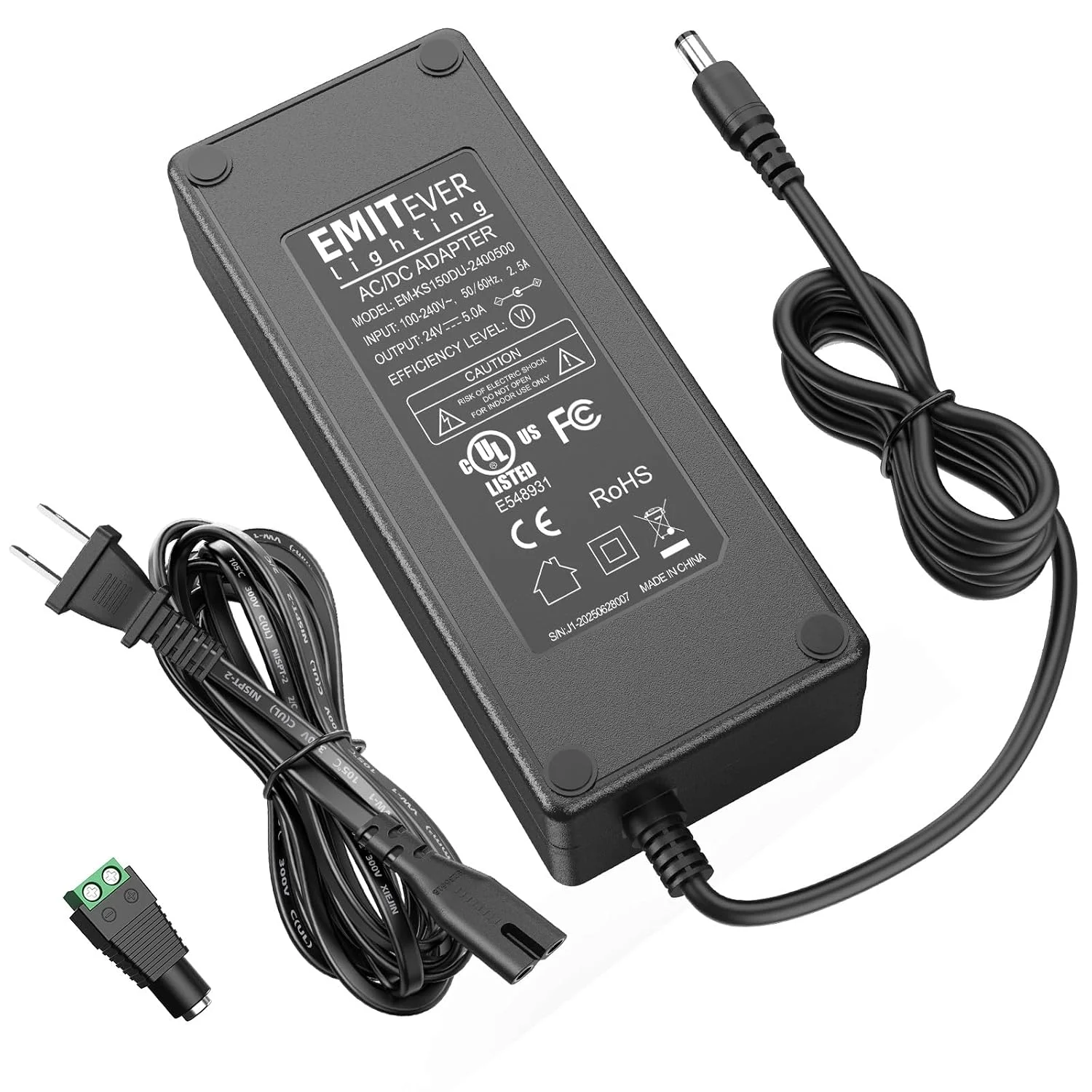 EMITEVER 24V 60W Power Supply,4A UL-Listed LED Adapter for Strip Lights