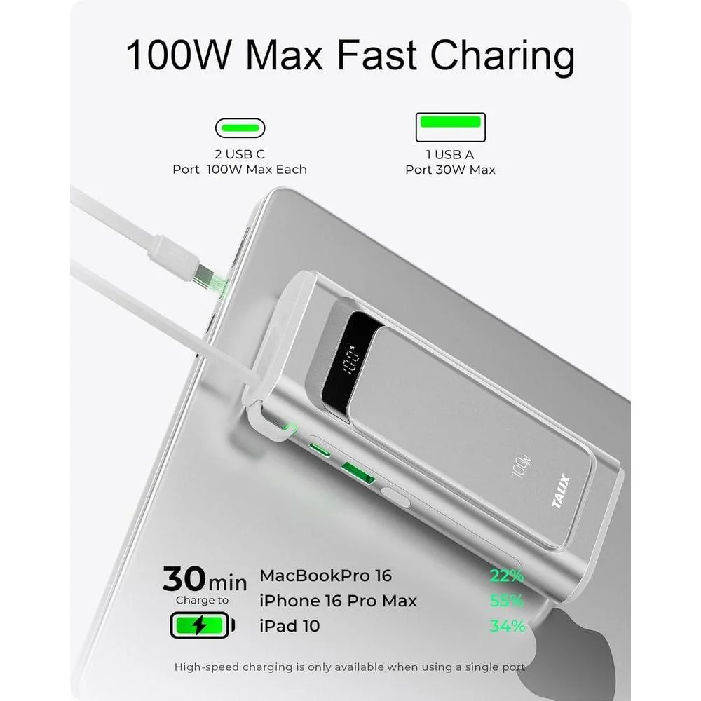 Cargador Portátil Talix 10000 Mah Carga Rápida Usb-C